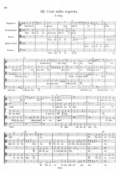 First page of Cent mille regretz