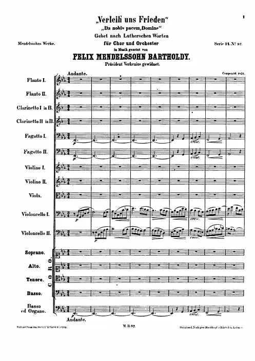 First page of „Verleih uns Frieden“ / „Da nobis pacem, Domine“