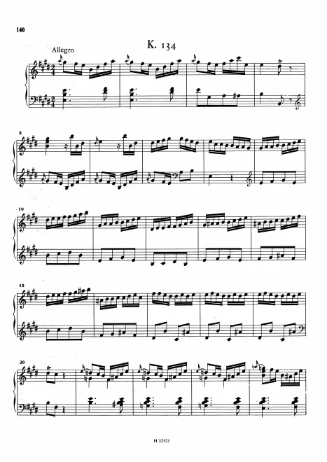 First page of Keyboard Sonata in E major