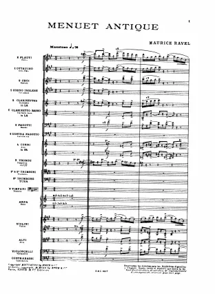 First page of Menuet antique
