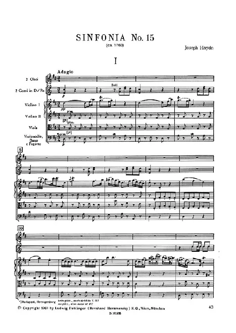 First page of Symphony No.15 in D major