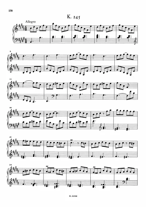 First page of Keyboard Sonata in B major