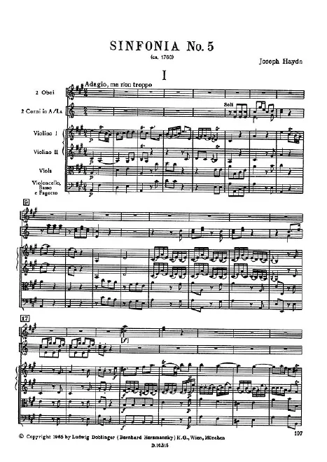 First page of Symphony No.5 in A major