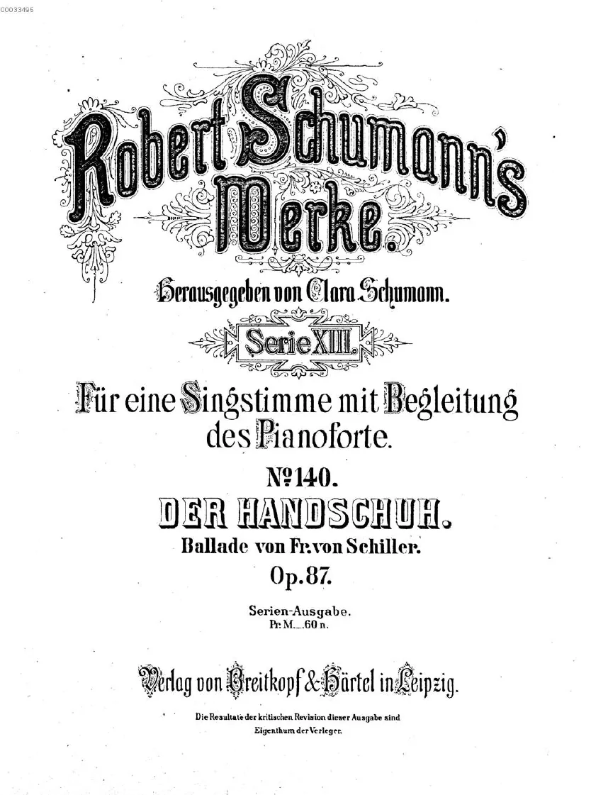 First page of Der Handschuh, Op.87