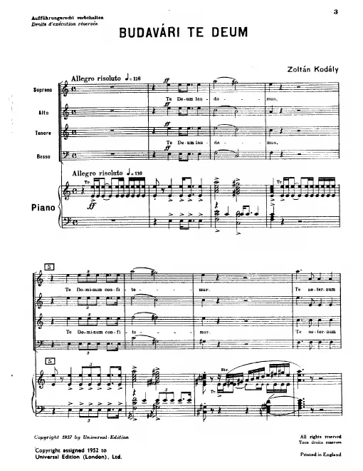 First page of Budavári Te Deum