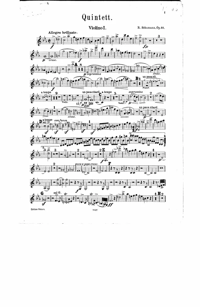 First page of Piano Quintet