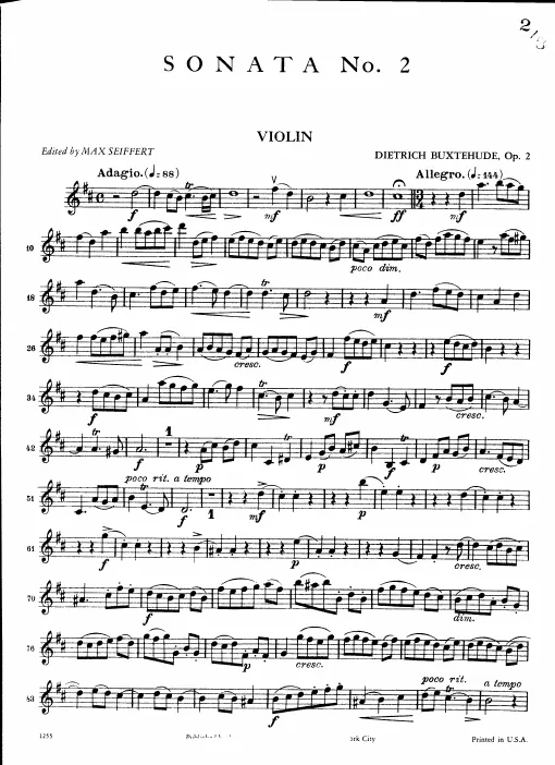 First page of Trio Sonata in D major, BuxWV 260