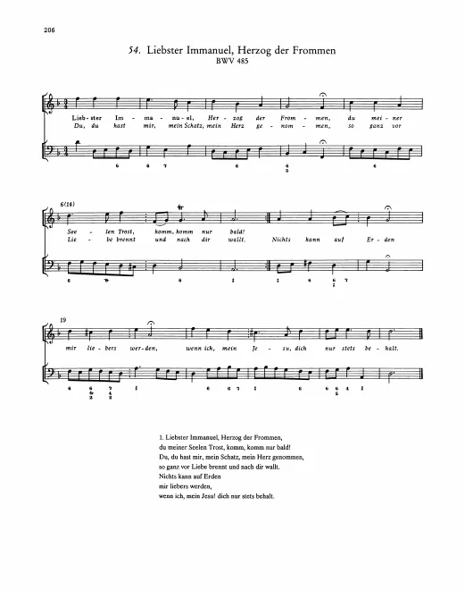 First page of Liebster Immanuel, Herzog der Frommen