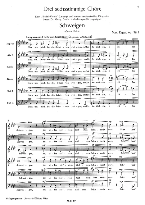 First page of Drei sechsstimmige Chöre