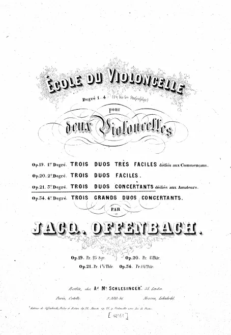 First page of École du violoncelle, Opp.19-21, 34