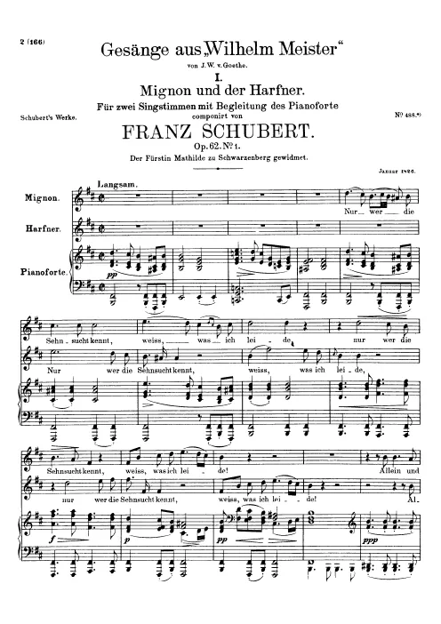 First page of 4 Gesänge aus 'Wilhelm Meister'