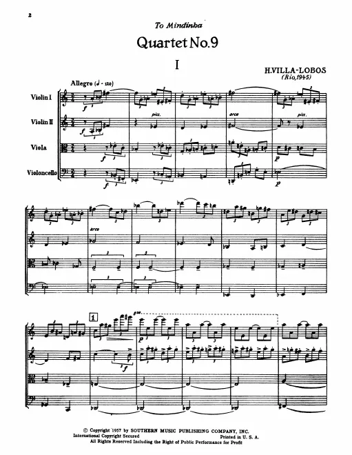 First page of String Quartet No.9