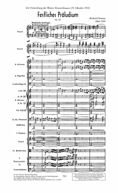 First page of Festliches Praeludium: für grosses Orchester und Orgel