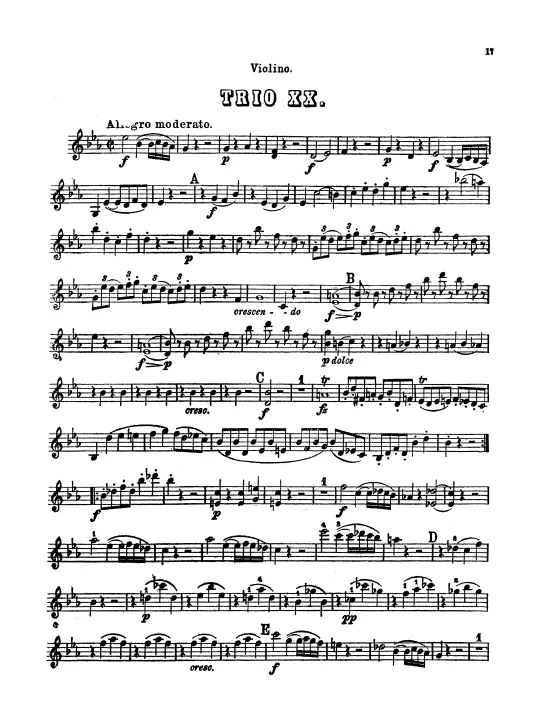 First page of Piano Trio in E-flat major