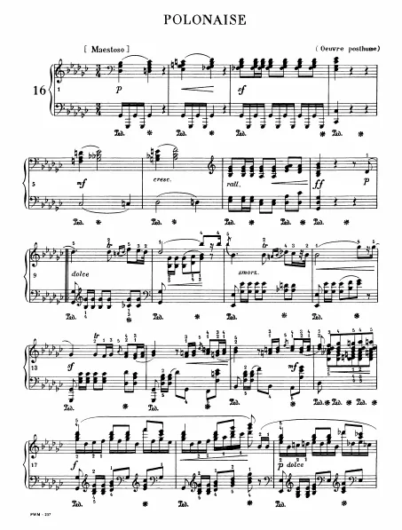 First page of Polonaise in G-flat Major (P1-8)