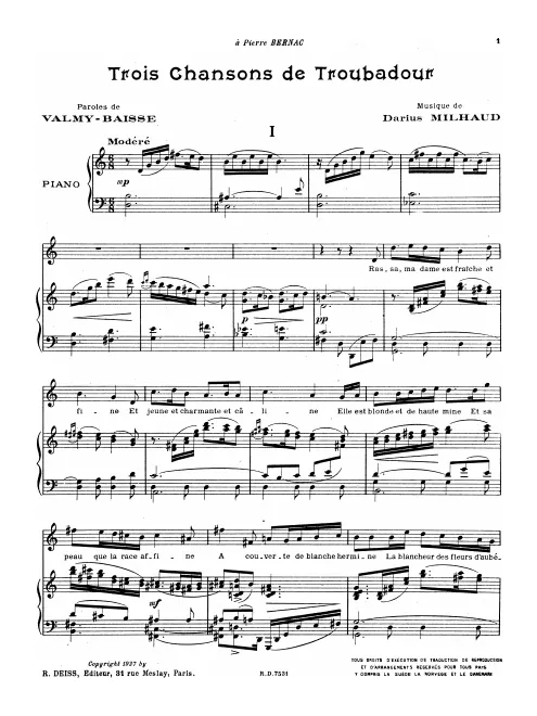 First page of 3 Chansons de Troubadour