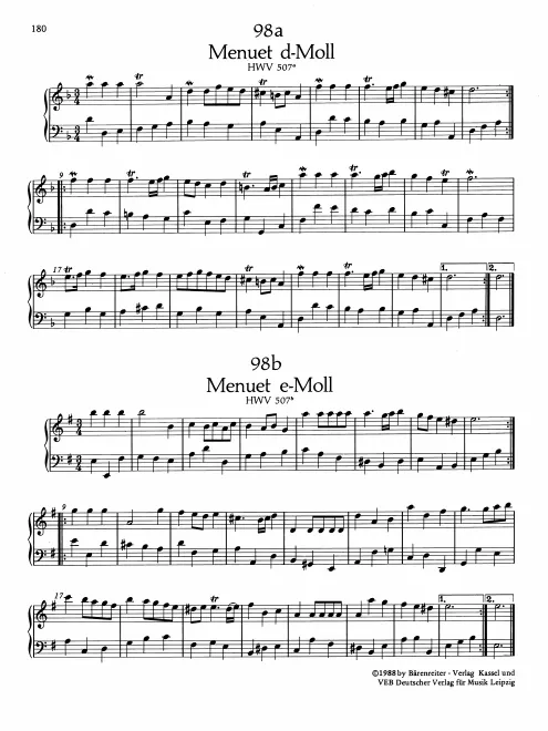 First page of Minuet in D minor