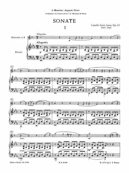 First page of Sonata for Clarinet and Piano