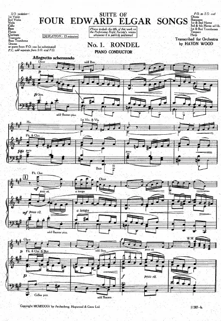 First page of Suite of Four Edward Elgar Songs