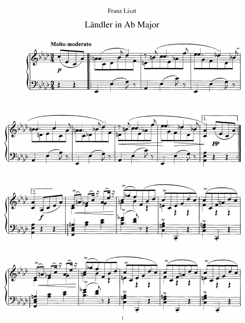 First page of Ländler in A flat major