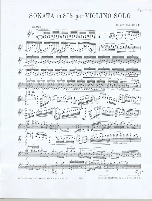 First page of Violin solo sonata