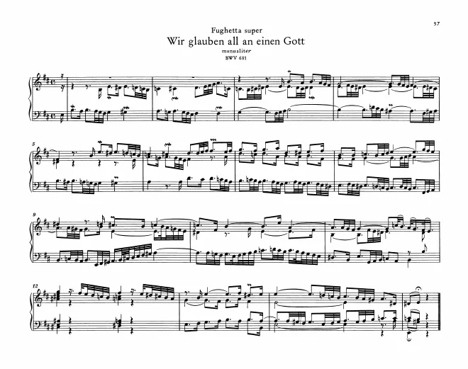 First page of Fughetta super 'Wir gläuben all an einen Gott'