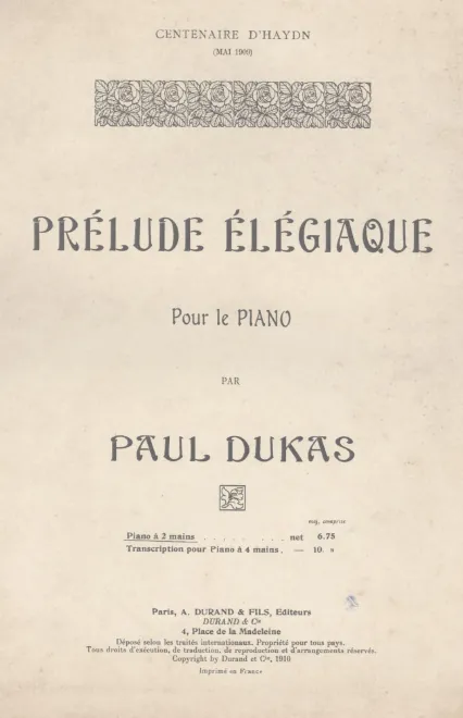 First page of Prélude élégiaque