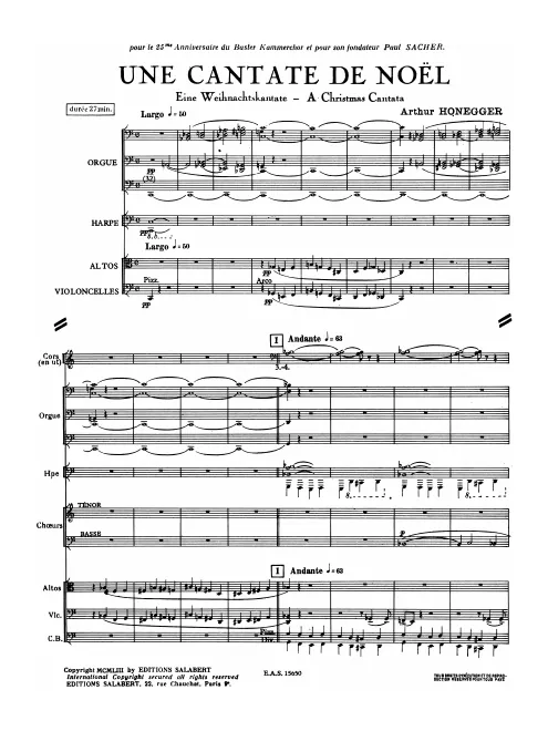 First page of Une cantate de Noël
