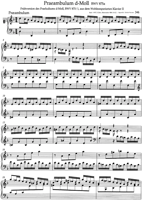 First page of Præambulum in D minor