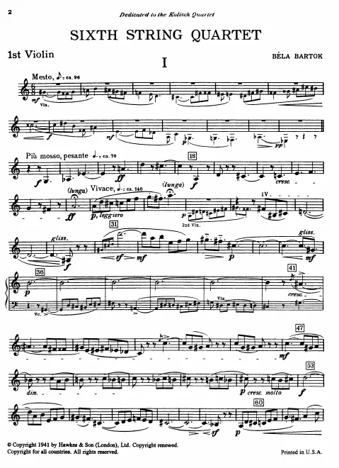 First page of String Quartet No.6