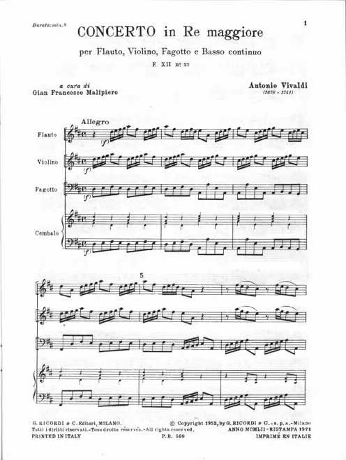 First page of Concerto in D major
