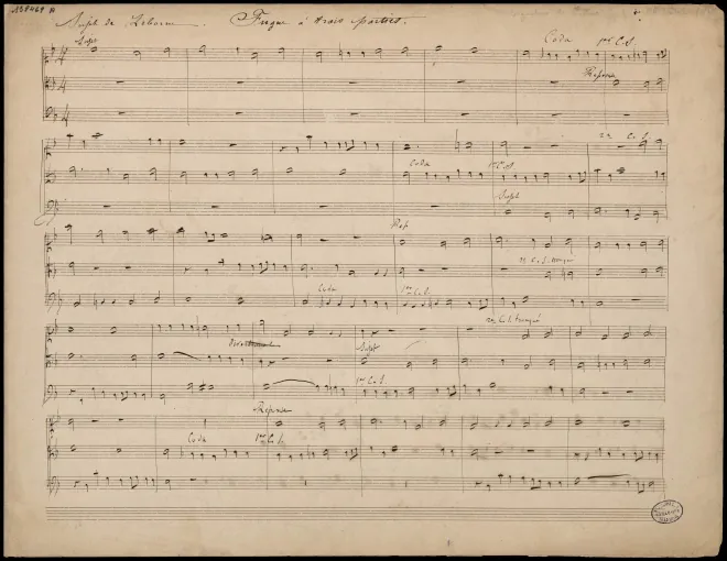 First page of Fugue à trois parties, sujet de Leborne
