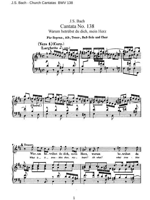 First page of Warum betrübst du dich, mein Herz