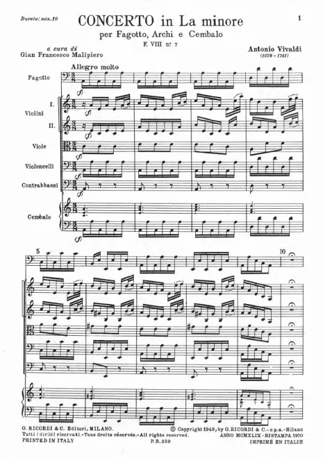 First page of Bassoon Concerto in A minor