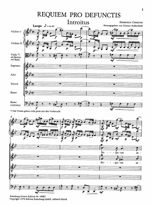 First page of Requiem in G minor