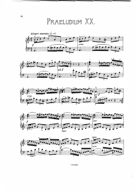 First page of Prelude and Fugue No.20 in A minor