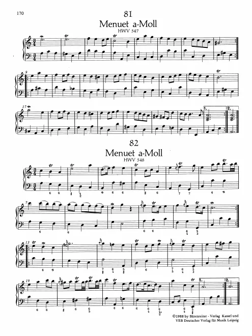 First page of Minuet in A minor