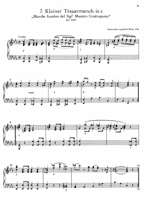 First page of Kleiner Trauermarsch in C minor