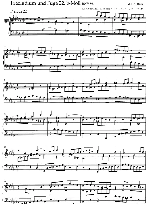 First page of Prelude and Fugue in B-flat minor
