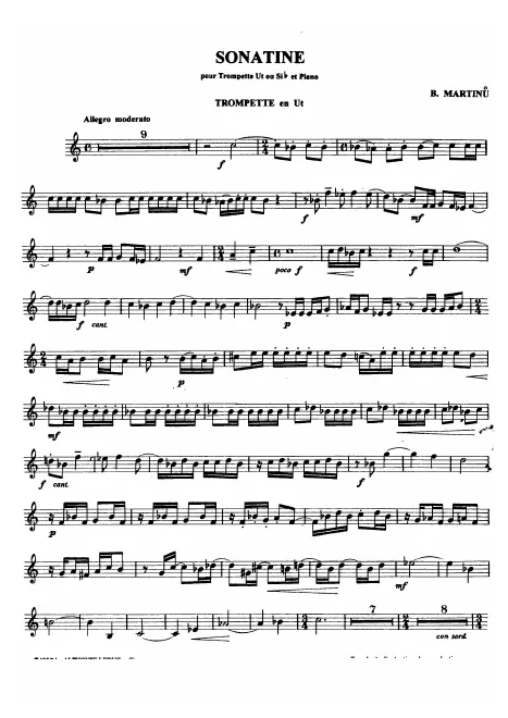 First page of Trumpet Sonatina