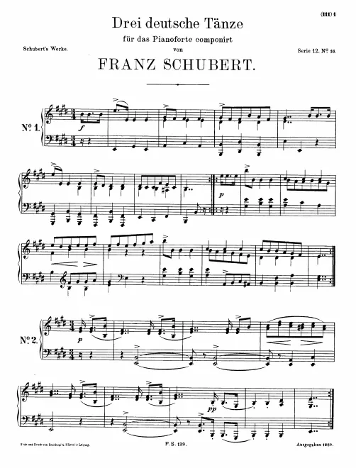 First page of German Dances, D.973