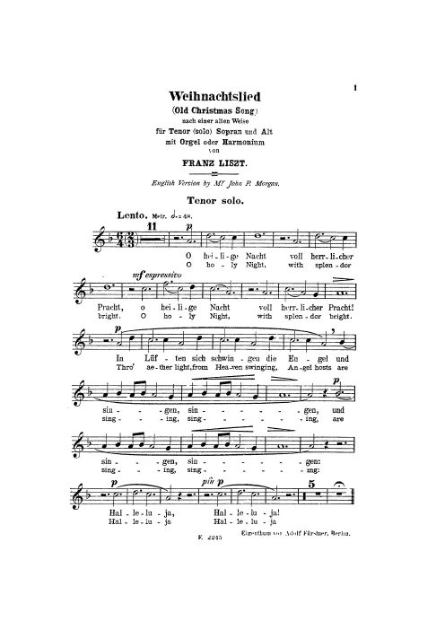 First page of O heilige Nacht