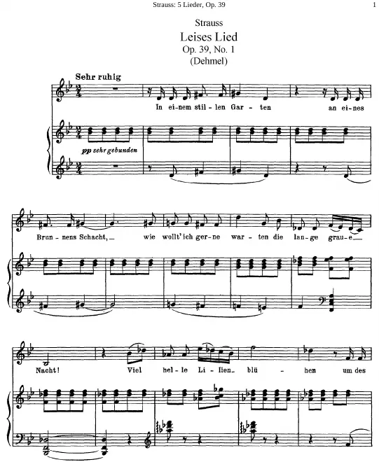 First page of Fünf Lieder
