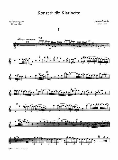 First page of Clarinet Concerto in B-flat major