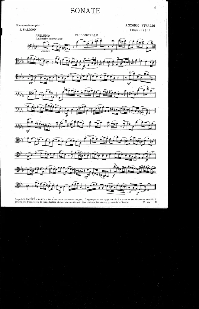 First page of Sonata for Violin and Continuo in D minor