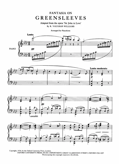 First page of Fantasia on Greensleeves