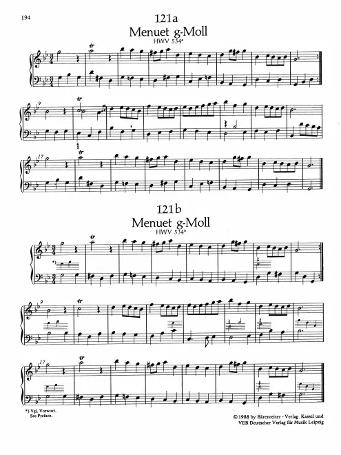 First page of Minuet in G minor