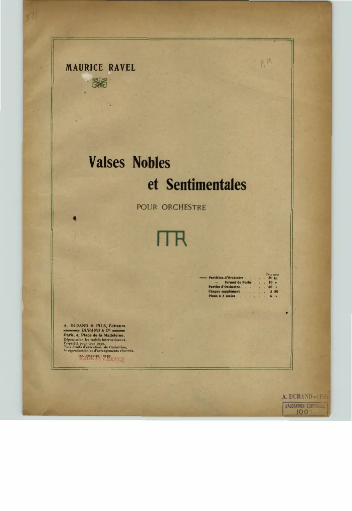 First page of Valses nobles et sentimentales