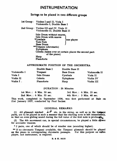 First page of Music for Strings, Percussion and Celesta