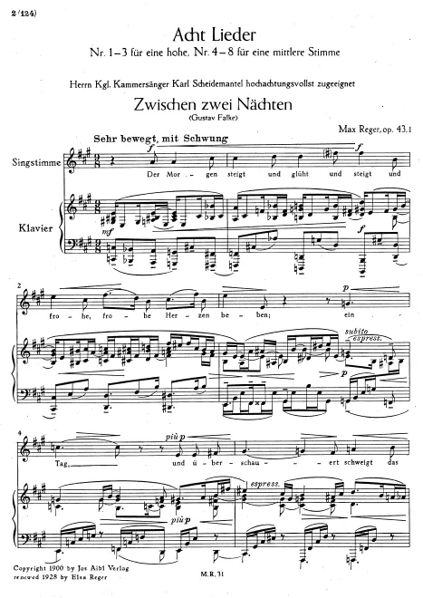 First page of 8 Lieder